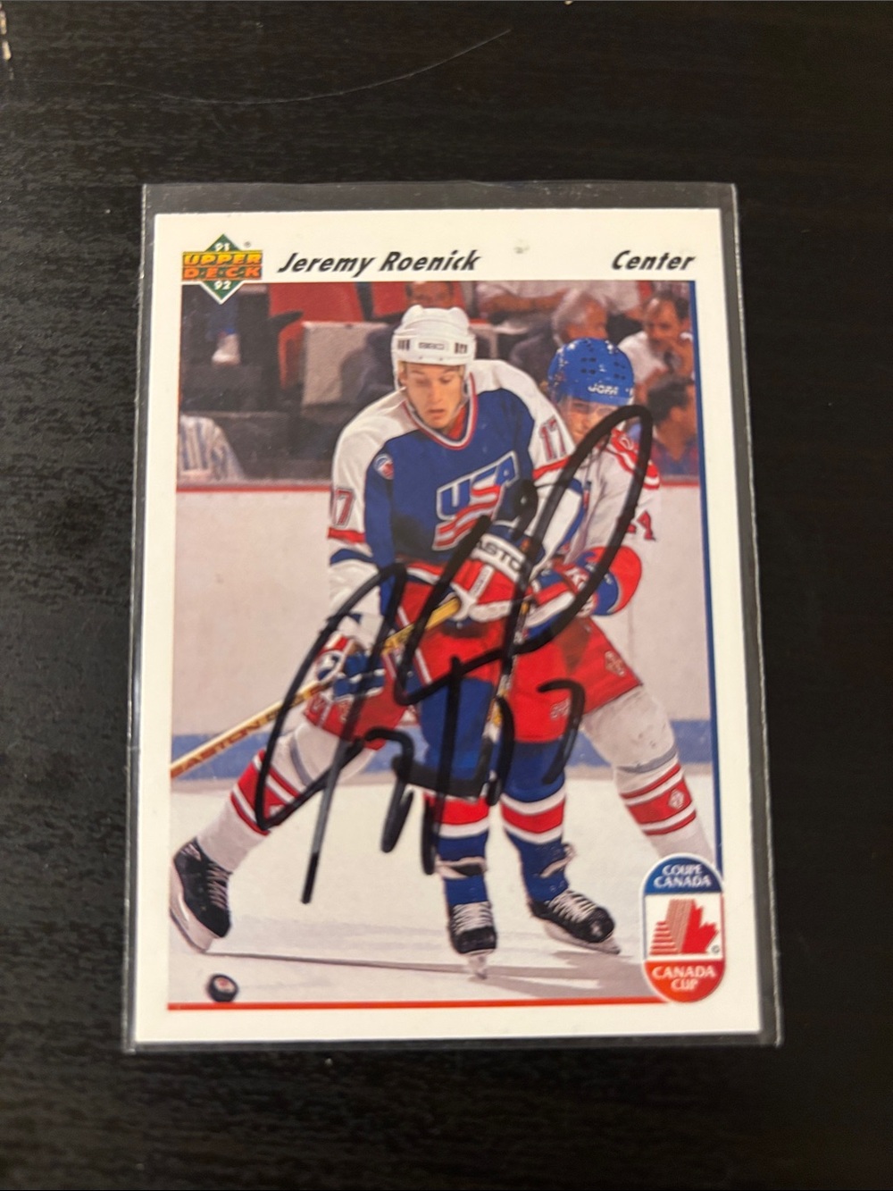 USA Red & Blue Hockey Trading Card - Jeremy Roenick (Signed)